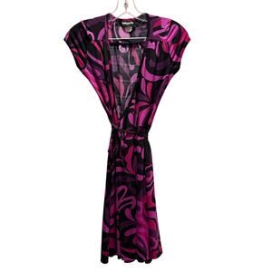 Vintage FUNHOUSE Wrap Dress XS Made in USA – Purple & Pink Abstract Swirl Print